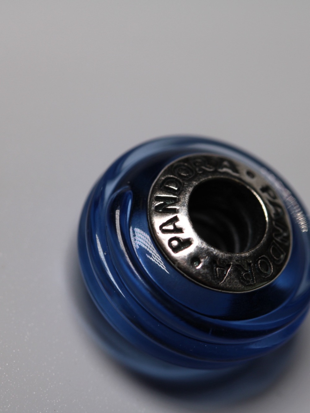 Pandora Blue Swirl Murano Glass Charm Sterling Silver S925 ALE Retired